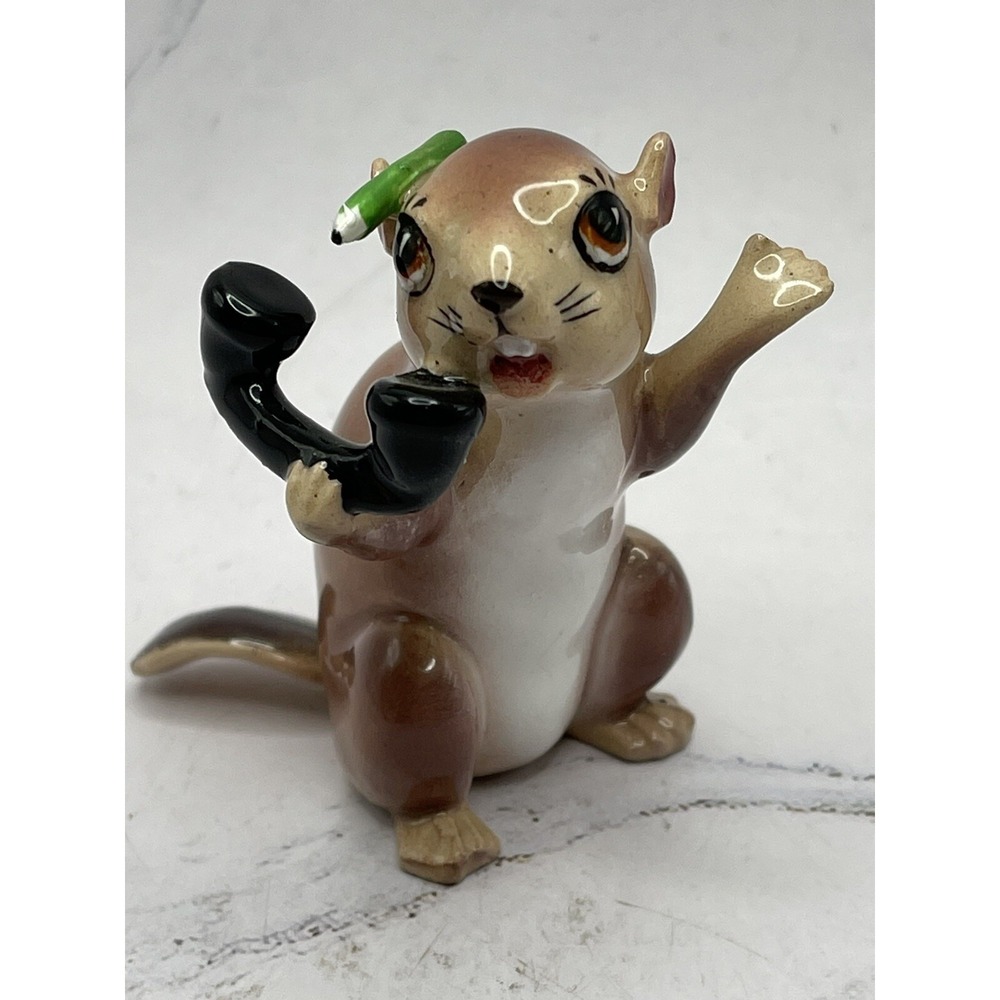 Vintage All Business Beaver on Phone w/Pencil in Ear Figurine 2.5 Inches Tall